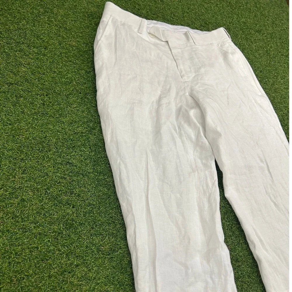 Bar III Mens 30x32 Slim Fit 100% Linen Dress Pants White Summer Trousers